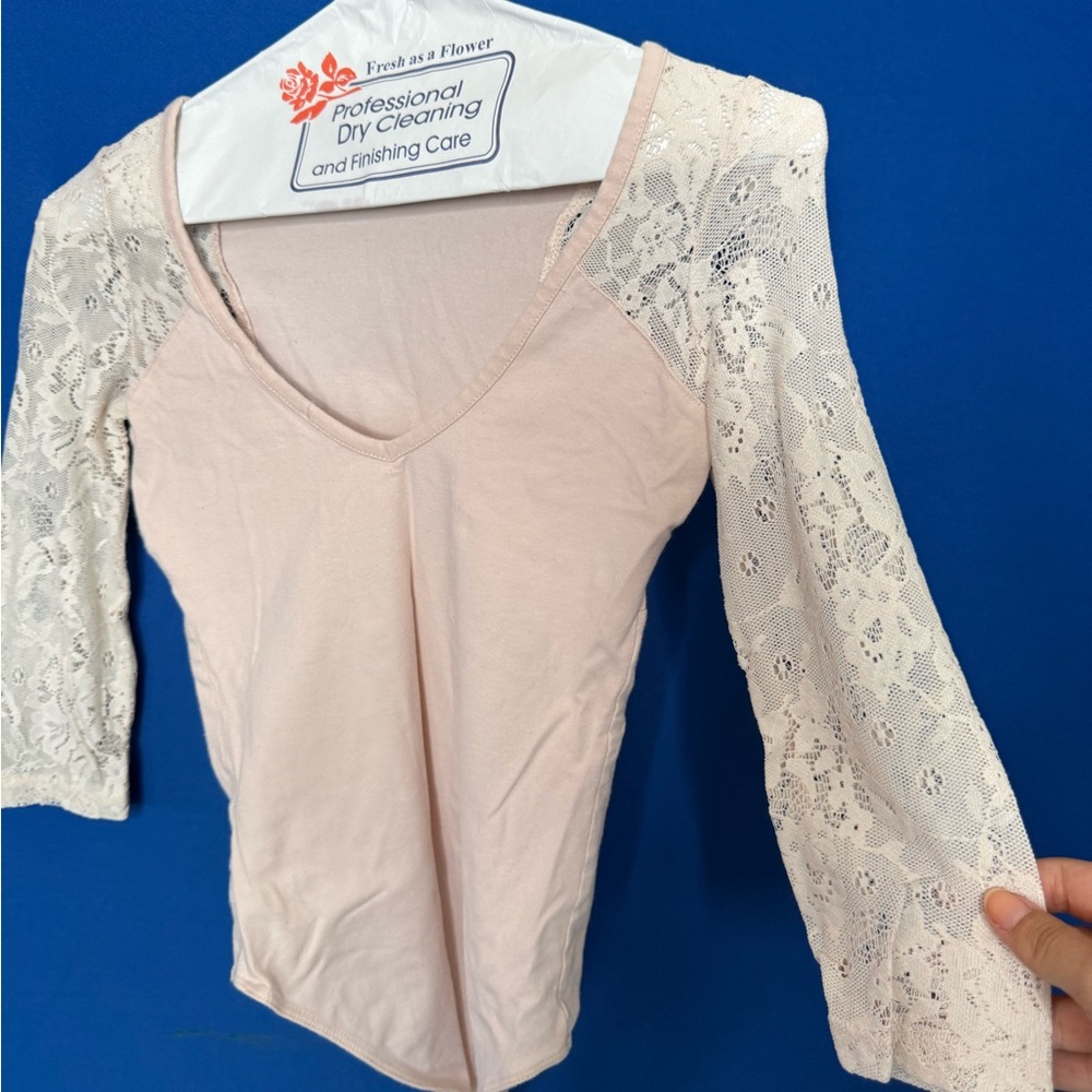 Lace Sleeve V-Neck Bodysuit